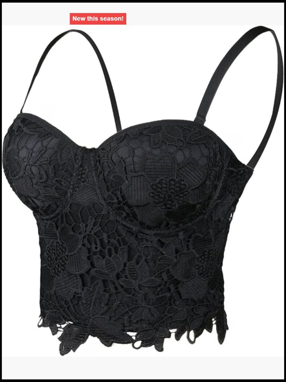 Women's Floral Lace Corset Crop Top Bustier with Underwire Hook & Eye Closure